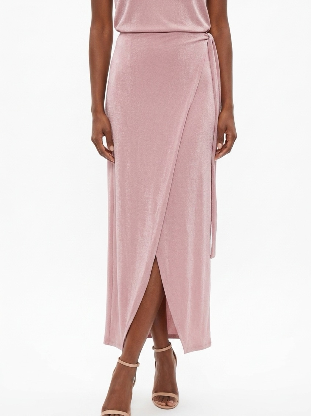 RIPLEY RADER | NEW Mauve Pink Slinky Wrap Maxi Skirt Women’s Size 1 / Small